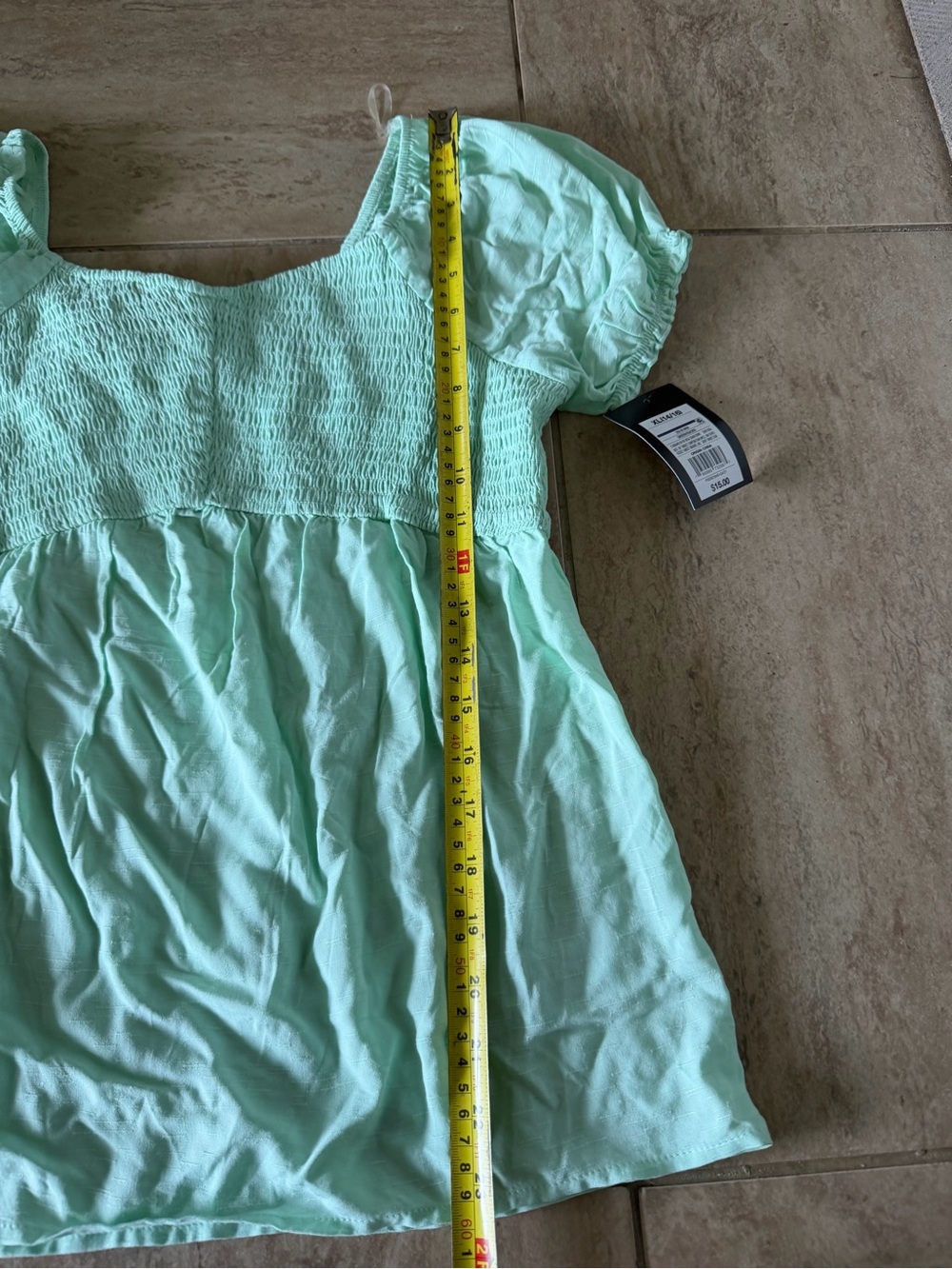 art class Mint Green Smocked Girls Top